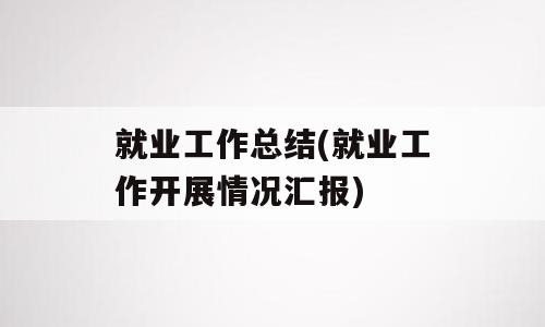就业工作总结(就业工作开展情况汇报)
