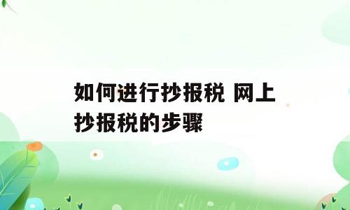 如何进行抄报税 网上抄报税的步骤