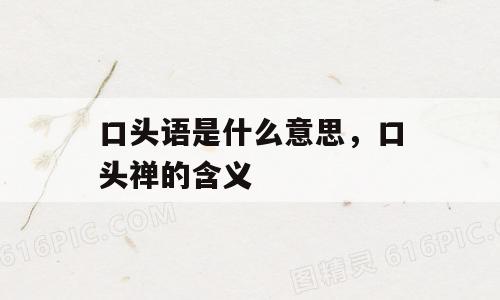 口头语是什么意思，口头禅的含义
