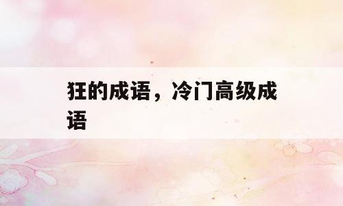 狂的成语，冷门高级成语