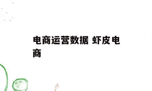 电商运营数据 虾皮电商