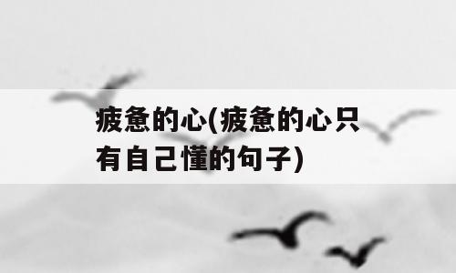 疲惫的心(疲惫的心只有自己懂的句子)