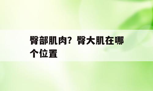 臀部肌肉？臀大肌在哪个位置