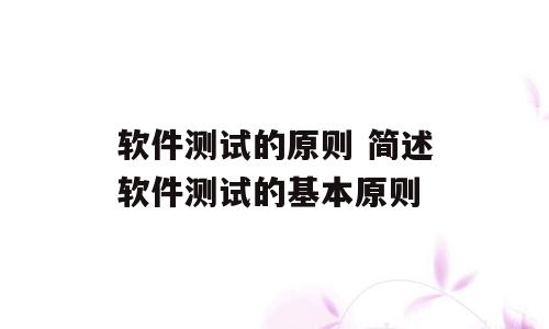 软件测试的原则 简述软件测试的基本原则