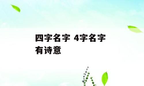 四字名字 4字名字 有诗意