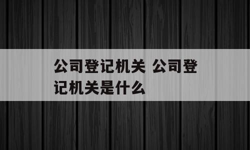 公司登记机关 公司登记机关是什么