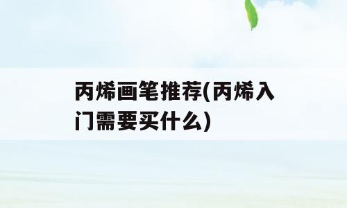丙烯画笔推荐(丙烯入门需要买什么)