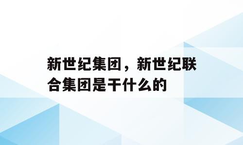 新世纪集团，新世纪联合集团是干什么的