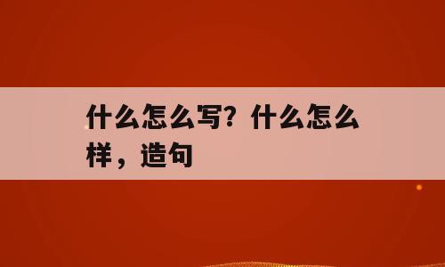 什么怎么写？什么怎么样，造句