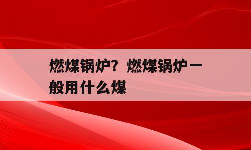 燃煤锅炉？燃煤锅炉一般用什么煤