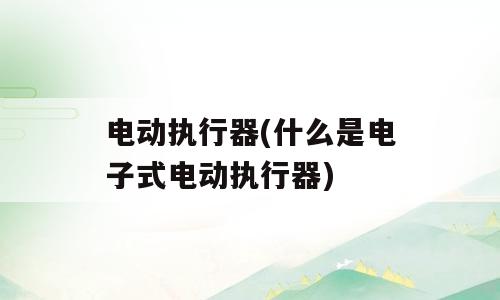 电动执行器(什么是电子式电动执行器)