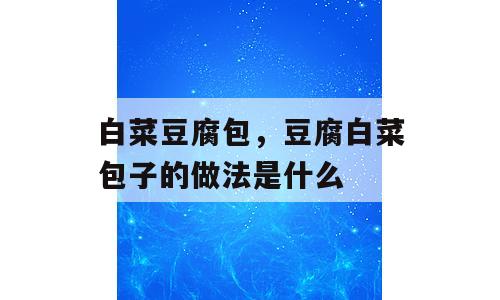 白菜豆腐包，豆腐白菜包子的做法是什么