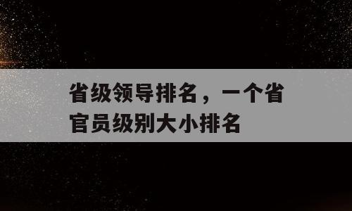 省级领导排名，一个省官员级别大小排名