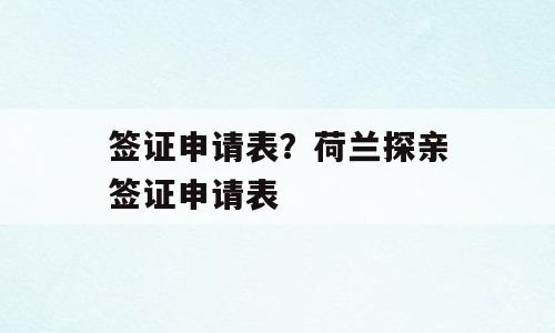 签证申请表？荷兰探亲签证申请表