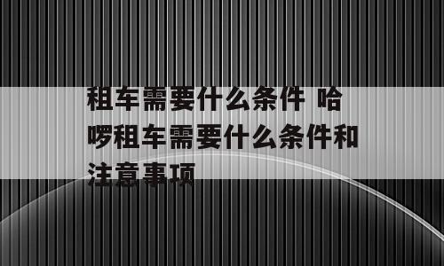 租车需要什么条件 哈啰租车需要什么条件和注意事项