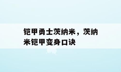 铠甲勇士茨纳米，茨纳米铠甲变身口诀
