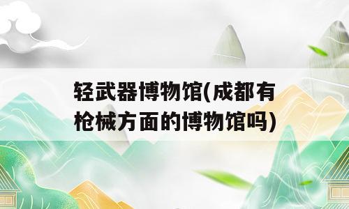 轻武器博物馆(成都有枪械方面的博物馆吗)