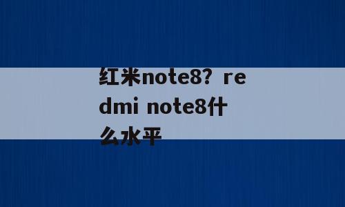 红米note8？redmi note8什么水平