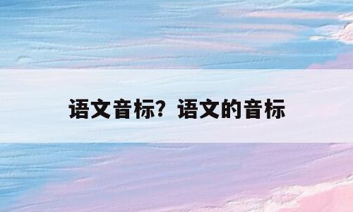 语文音标？语文的音标