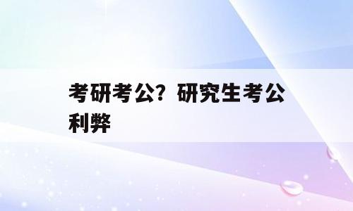 考研考公？研究生考公利弊