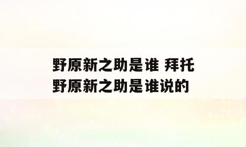 野原新之助是谁 拜托野原新之助是谁说的