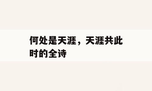 何处是天涯，天涯共此时的全诗