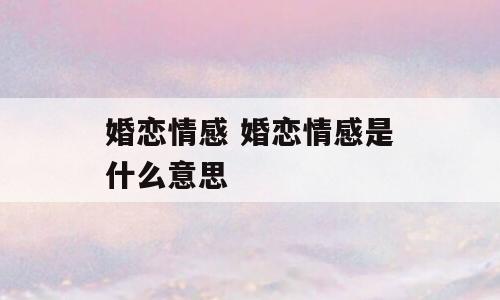 婚恋情感 婚恋情感是什么意思