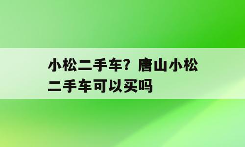 小松二手车？唐山小松二手车可以买吗