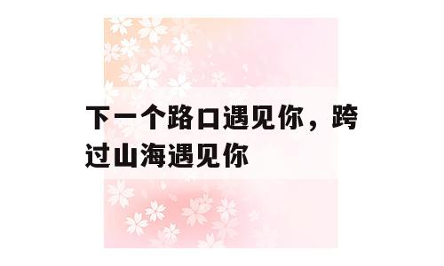 下一个路口遇见你，跨过山海遇见你