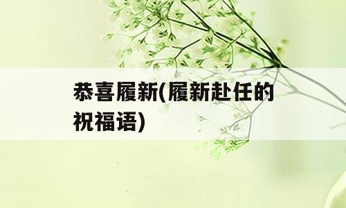 恭喜履新(履新赴任的祝福语)