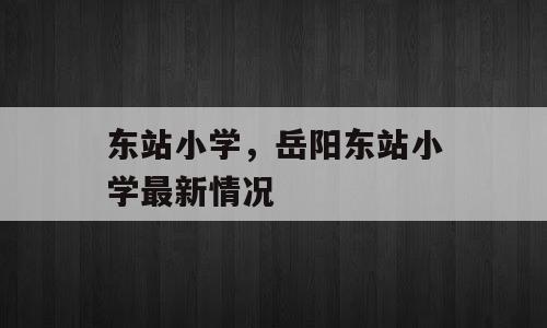东站小学，岳阳东站小学最新情况