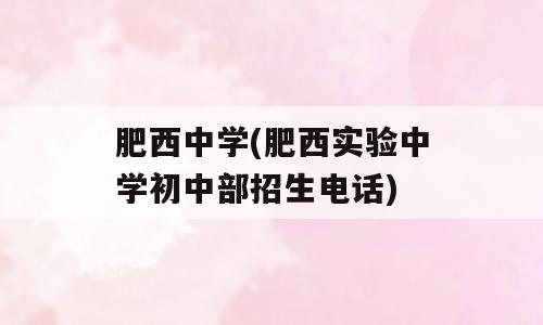 肥西中学(肥西实验中学初中部招生电话)