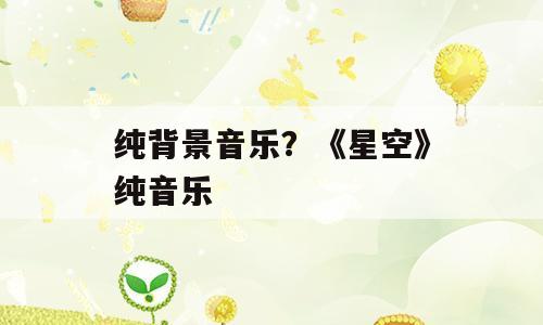 纯背景音乐？《星空》纯音乐