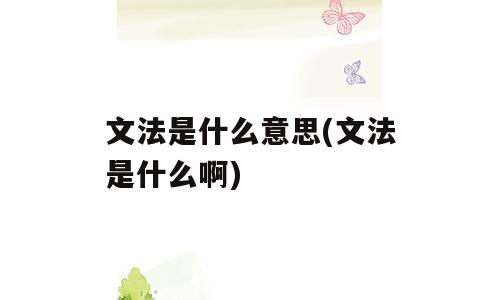 文法是什么意思(文法是什么啊)
