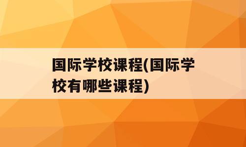 国际学校课程(国际学校有哪些课程)