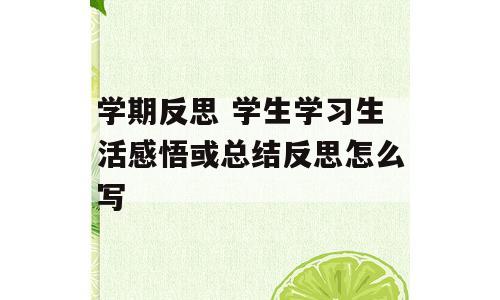 学期反思 学生学习生活感悟或总结反思怎么写