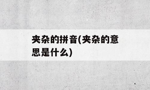夹杂的拼音(夹杂的意思是什么)