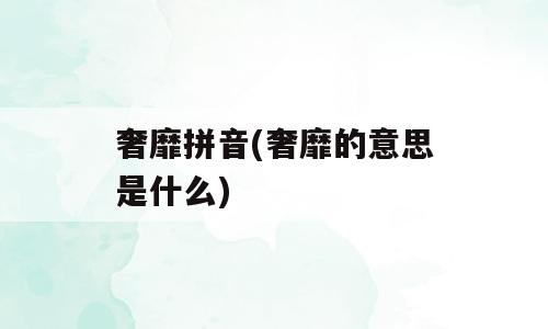 奢靡拼音(奢靡的意思是什么)