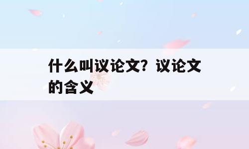 什么叫议论文？议论文的含义