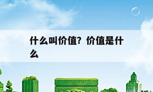 什么叫价值？价值是什么