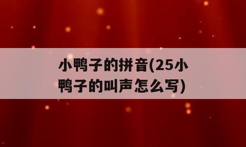 小鸭子的拼音(25小鸭子的叫声怎么写)