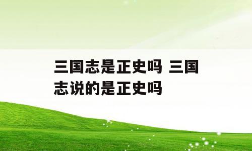 三国志是正史吗 三国志说的是正史吗