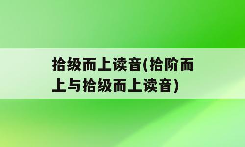 拾级而上读音(拾阶而上与拾级而上读音)
