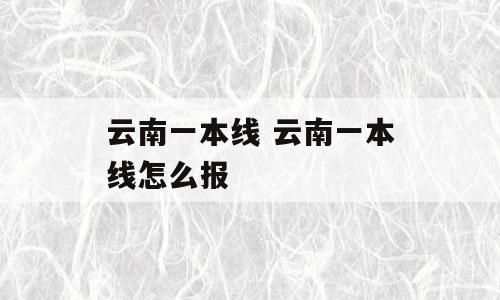 云南一本线 云南一本线怎么报