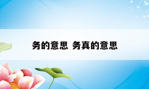 务的意思 务真的意思