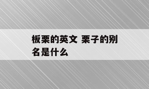 板栗的英文 栗子的别名是什么