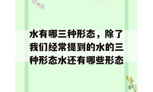 水有哪三种形态，除了我们经常提到的水的三种形态水还有哪些形态