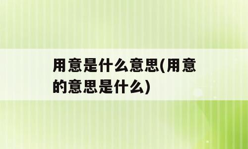 用意是什么意思(用意的意思是什么)
