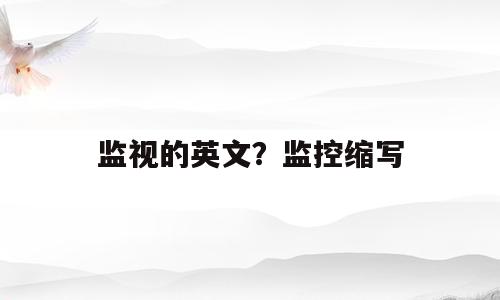 监视的英文？监控缩写