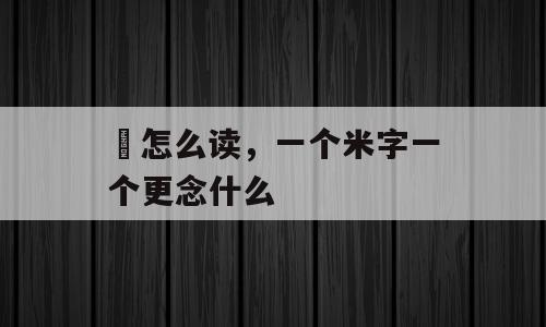 稌怎么读，一个米字一个更念什么